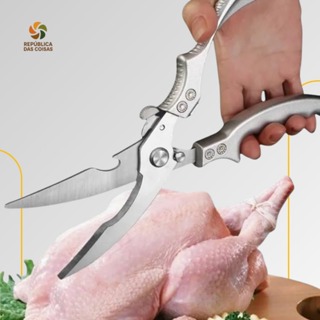 Tesoura de Cozinha Multifuncional Aço Inox Multiuso Corta Frango Peixe Legumes Verduras em Oferta na Shopee
