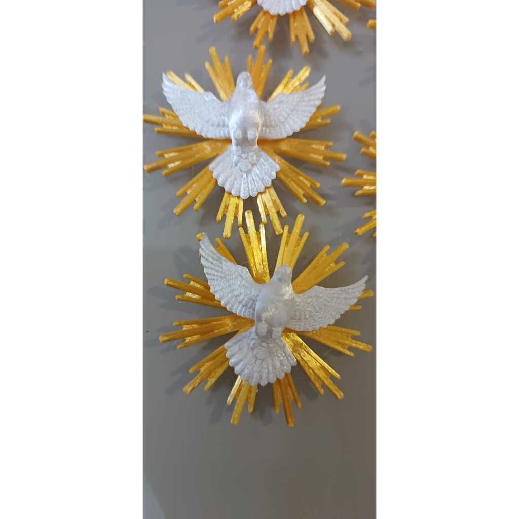 Pombinha Espírito Santo c/ Resplendor Divino Batizado Lembrancinha Aplique Artesanato Crisma 4,5cm
