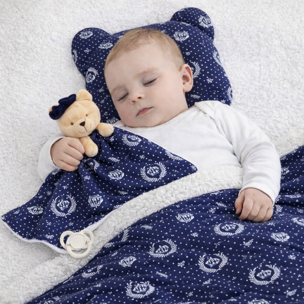 Kit Naninha Bebê com Manta Sherpa e Travesseiro Anatômico Super Macio