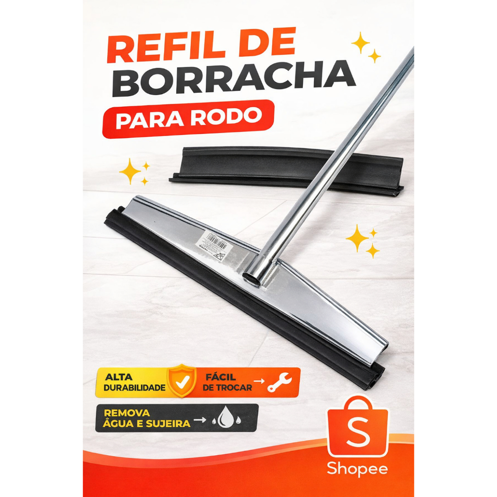 Refil de Borracha P/ Rodo de Alumínio Reforçado e Durável kit c/ 3 unidades em Oferta na Shopee