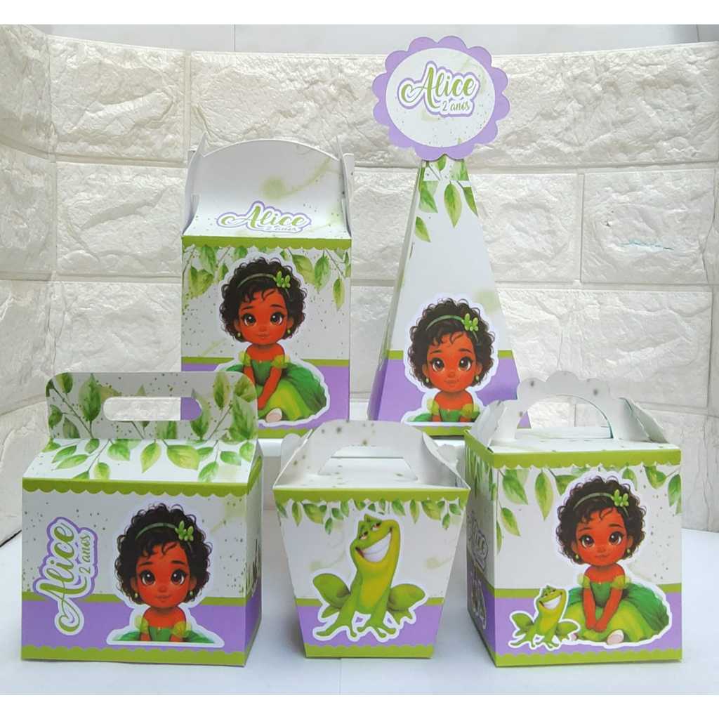 Kit Festa  Princesa Tiana A princesa e o sapo PEGUE E MONTE Caixinhas Personalizadas lembrancinhas para Aniversários