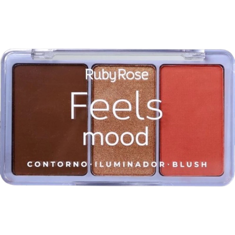Paleta de Maquiagem Ruby Rose Feels Mood com Alta Pigmentação em 3 Cores