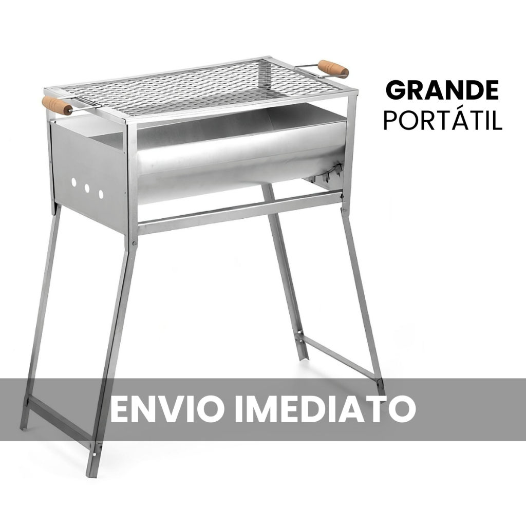 Churrasqueira Portátil A Carvão Galvanizada Carnes Peixes Frango Linguiça Churrasco