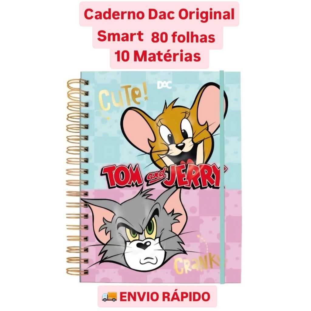 CADERNO COLEGIAL SMART TOM & JERRY 10 MATÉRIAS 80 FOLHAS CAPA DURA ASPIRAL A5 PERSONAGENS DISNEY em Oferta na Shopee