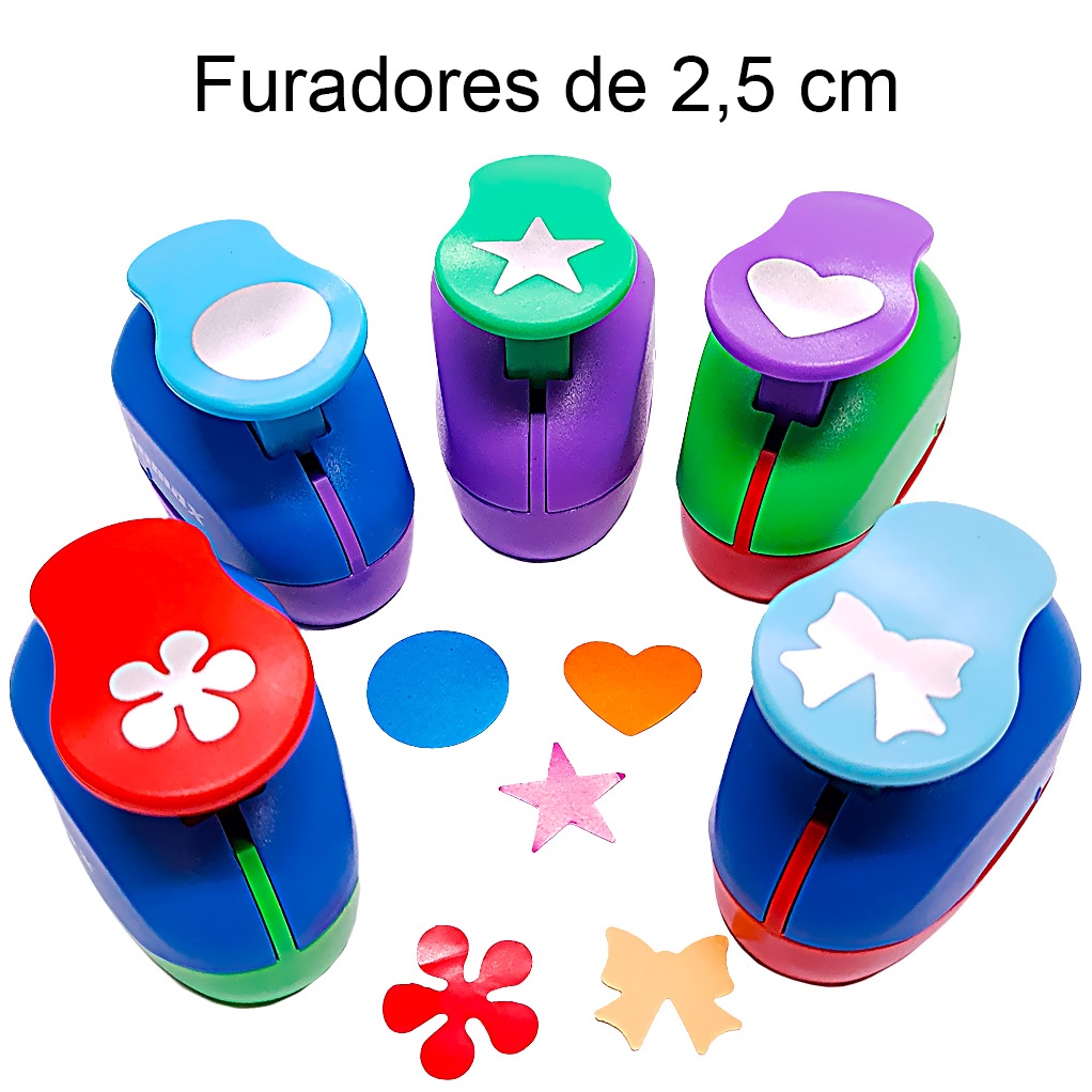 Cortador Furador 2,5cm 25mm Perfurador Papel Scrapbook Cartonagem Modelos Coração Estrela Círculo Laço Hélice - 1 Unidad
