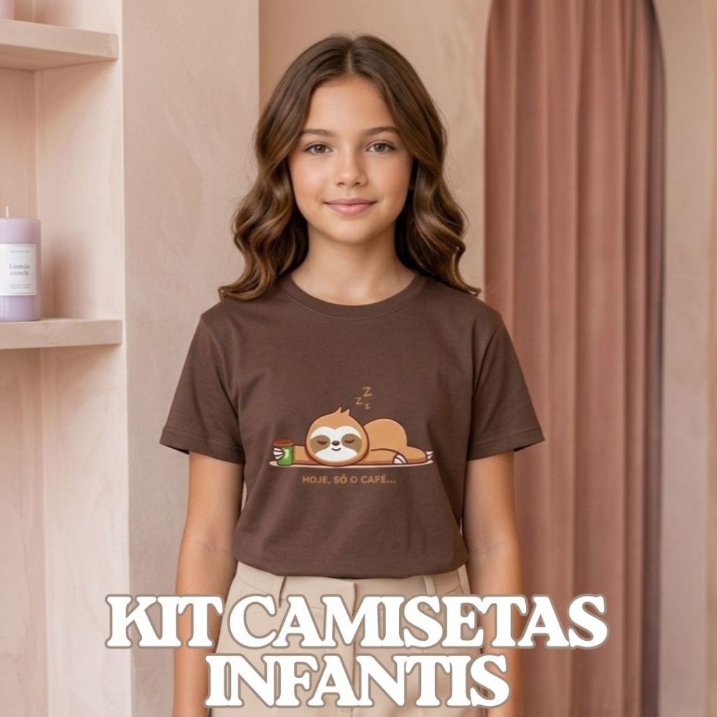 Kit Sortido 2 Blusas Femininas Estampadas do 03 ao 16 Anos Infantil Juvenil Manga Curta Menina