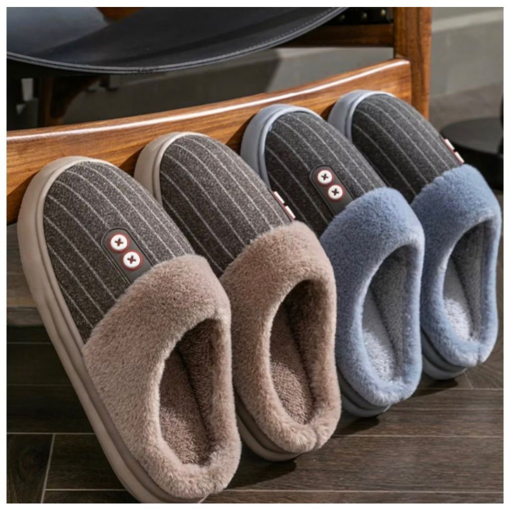 Pantufa Classic Comfort – Chinelo de Quarto Risca-de-Giz com Forro em Soft Pelúcia LU4442