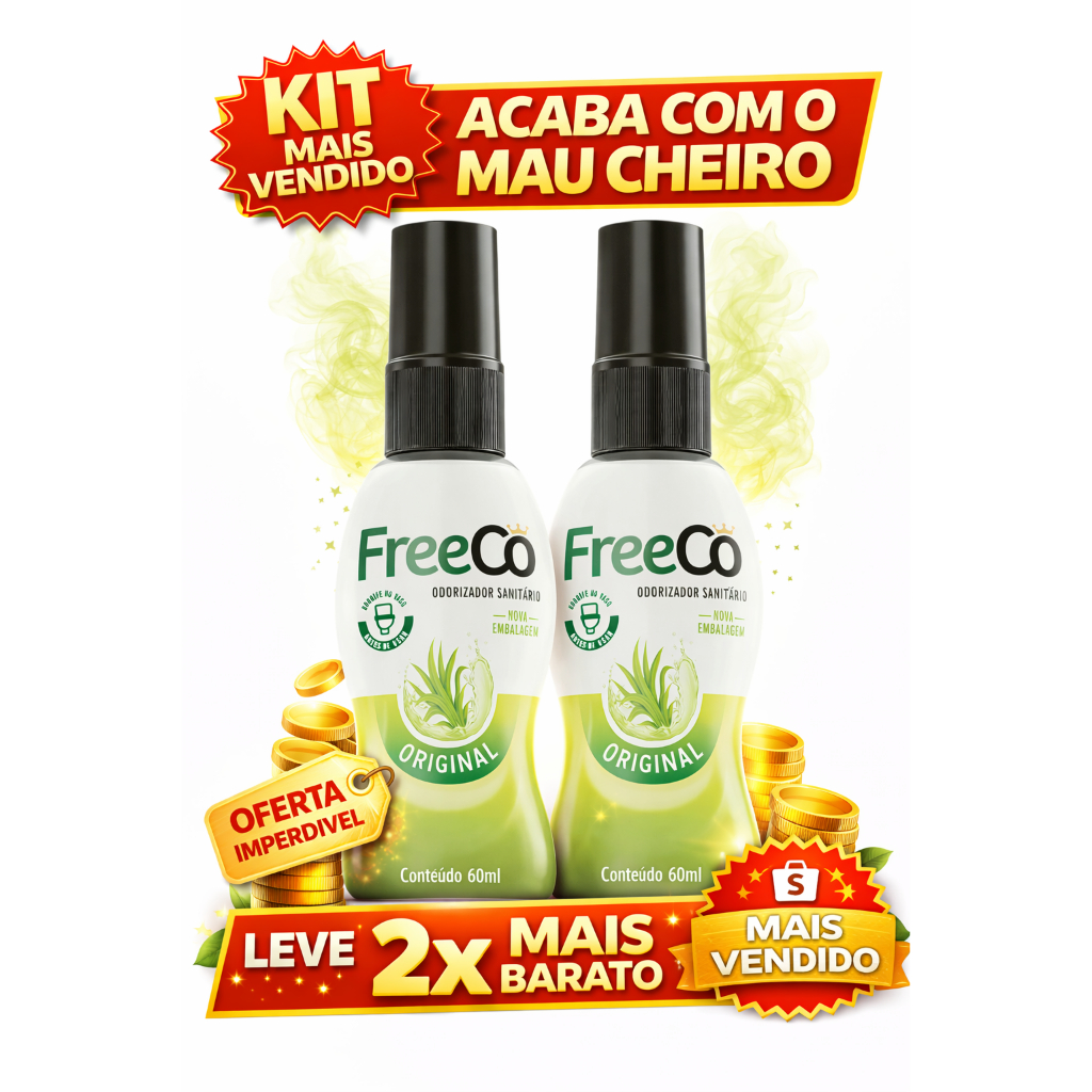 💥 Kit com 2 FreeCô Bloqueador de Odores Sanitário Original | Elimina Mau Cheiro do Banheiro 💥