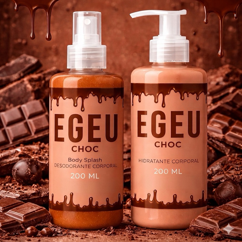 1 Kit feminino Body Splash Egeo Choc com gliter 200Ml + 1 Hidratante Corporal Egeo Choc 200ML em Oferta na Shopee