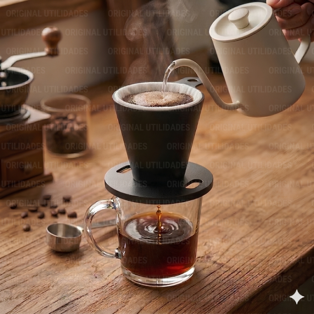 Porta Filtro de Café Individual com Mini Coador de Pano Dose Única Portátil Dripper Reutilizável