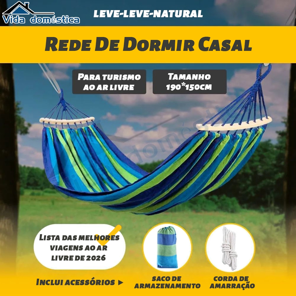 Rede De Dormir Descanso Suporta 200kg Nylon Camping Resistente 190*150CM Rede Suspensa Portátil