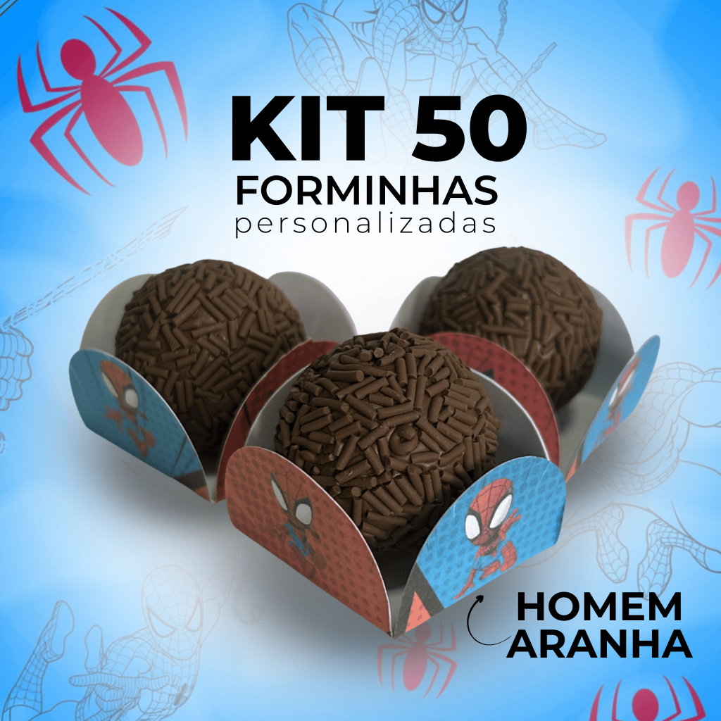 50 Forminha Homem Aranha Heróis Personalizado Lembrancinha para Aniversário Festa Infantil