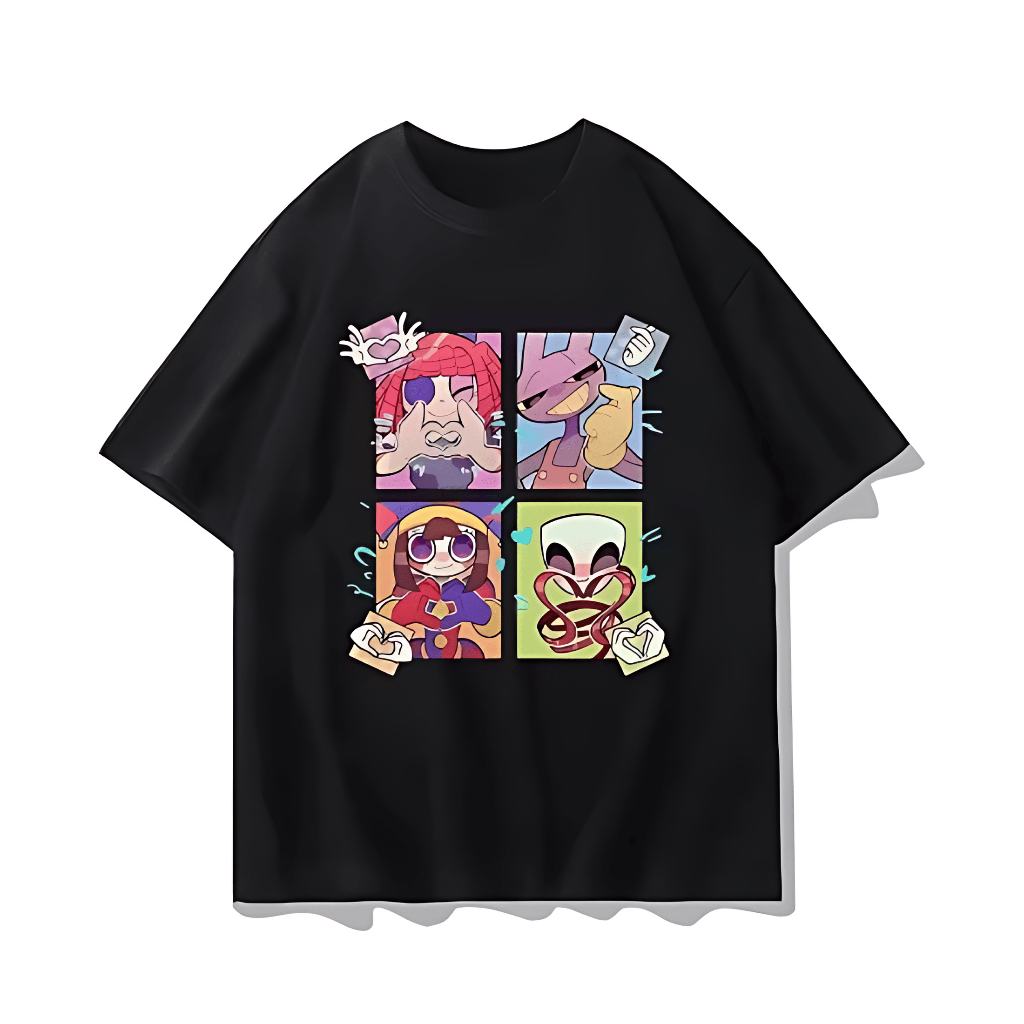 Camiseta Digital Circus Unissex Algodão Adulto Infantil Personagens Divertidos Estampa Alta Qualidade