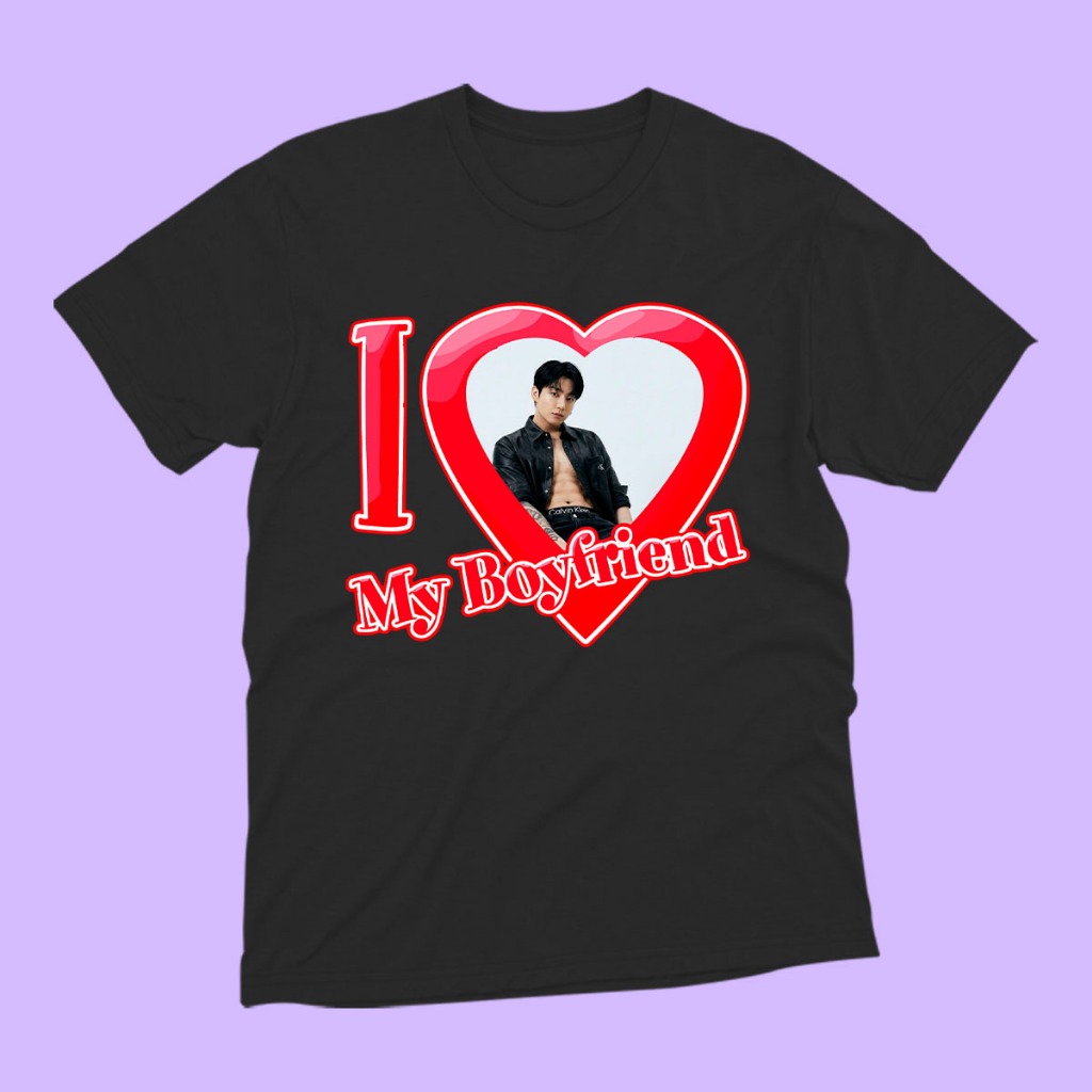 Camiseta I Love My Boyfriend Jung Kook (JK Bangtan) Kpop 100% Algodão Unissex