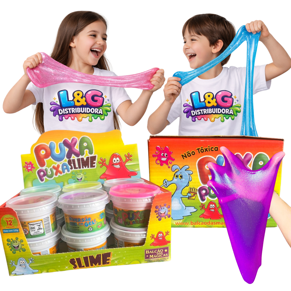 SLIME KIT PUXA PUXA - BRINQUEDO INFANTIL LEMBRACINHA BARATA LELECA GELELE