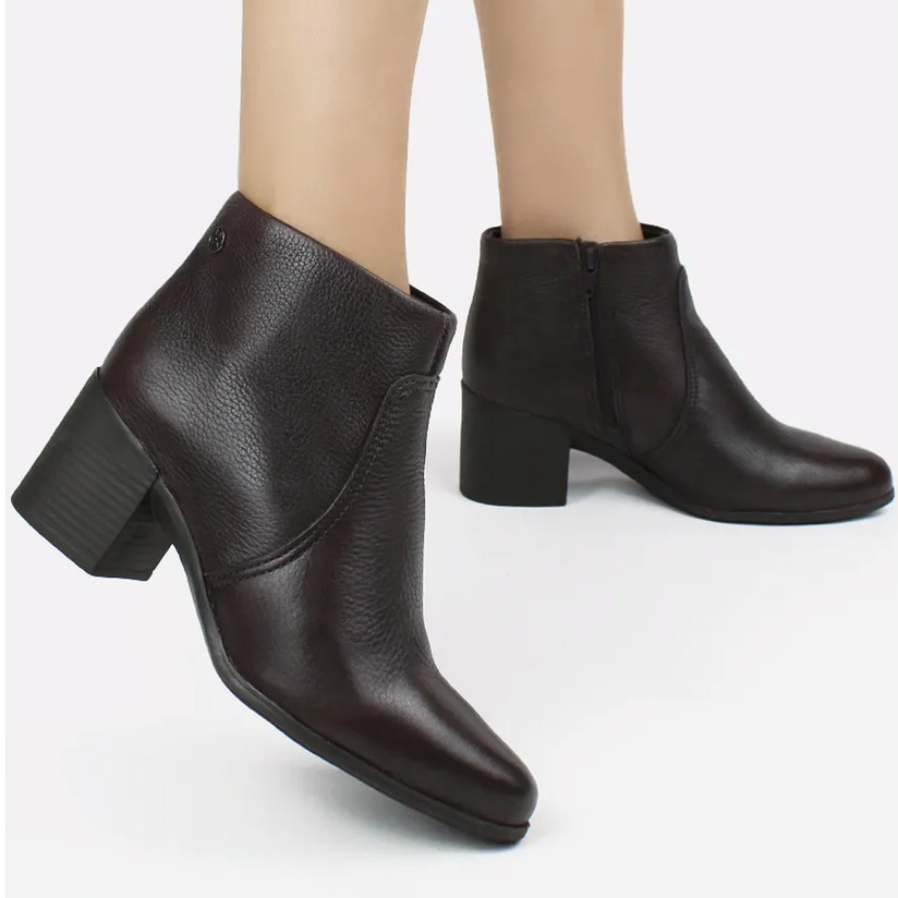 Bota Bottero Feminina Cano Curto Couro Burnish Confortável Estilo Dia a Dia Original