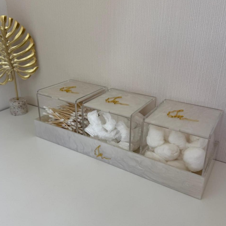 KIT ORGANIZADOR BASIC bandeja caixa organizadora acrílico Madrepérola personalizada beleza estudio clinica consultorio