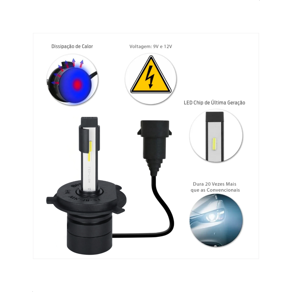Par Lampada LED Automotiva Super Nano TigerAuto H1 H3 H4 H7 H8/H11 H16 HB3 HB4 6000K IP65 Carro Moto · foto 2