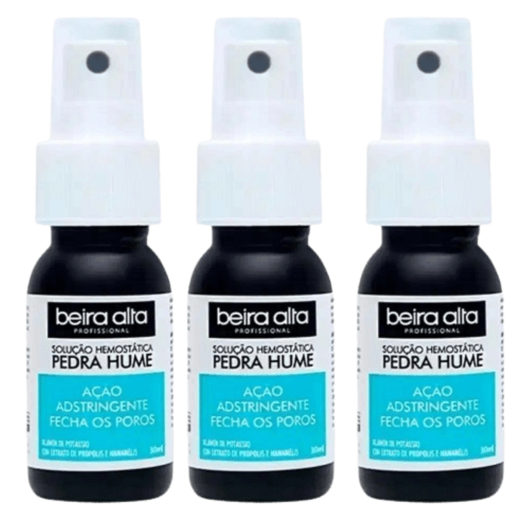 Kit 3 Pedra Hume Spray Beira Alta 30ml Manicure Unhas Cutículas Profissional