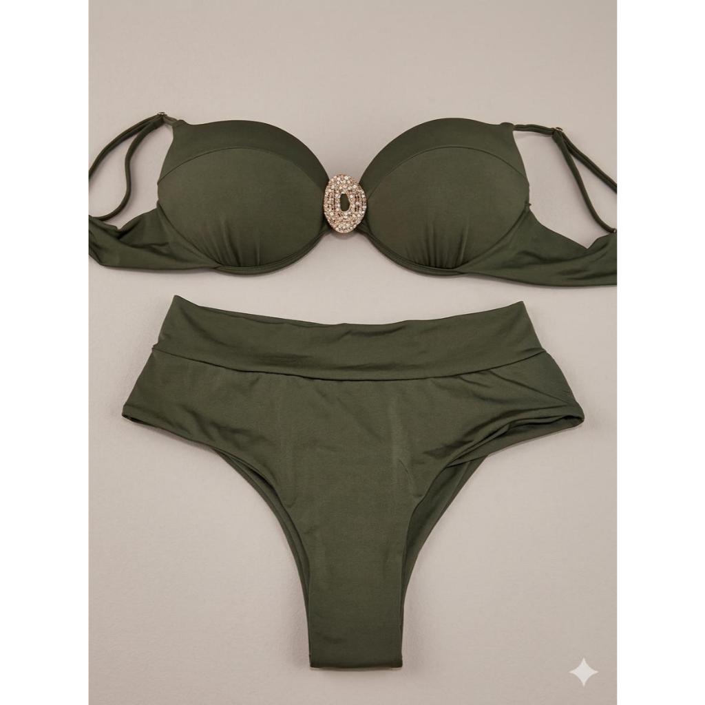Biquini Hot Pants Plus Size GG Feminino Com Aro Com Bojo Boa Sustentação Calcinha Grande Fio Duplo Confortável Elegante