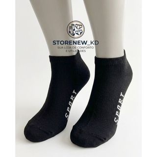 Kit Meia Soquete Preta Algodão 3 a 24 Pares Conforto Premium Masculina/Feminina