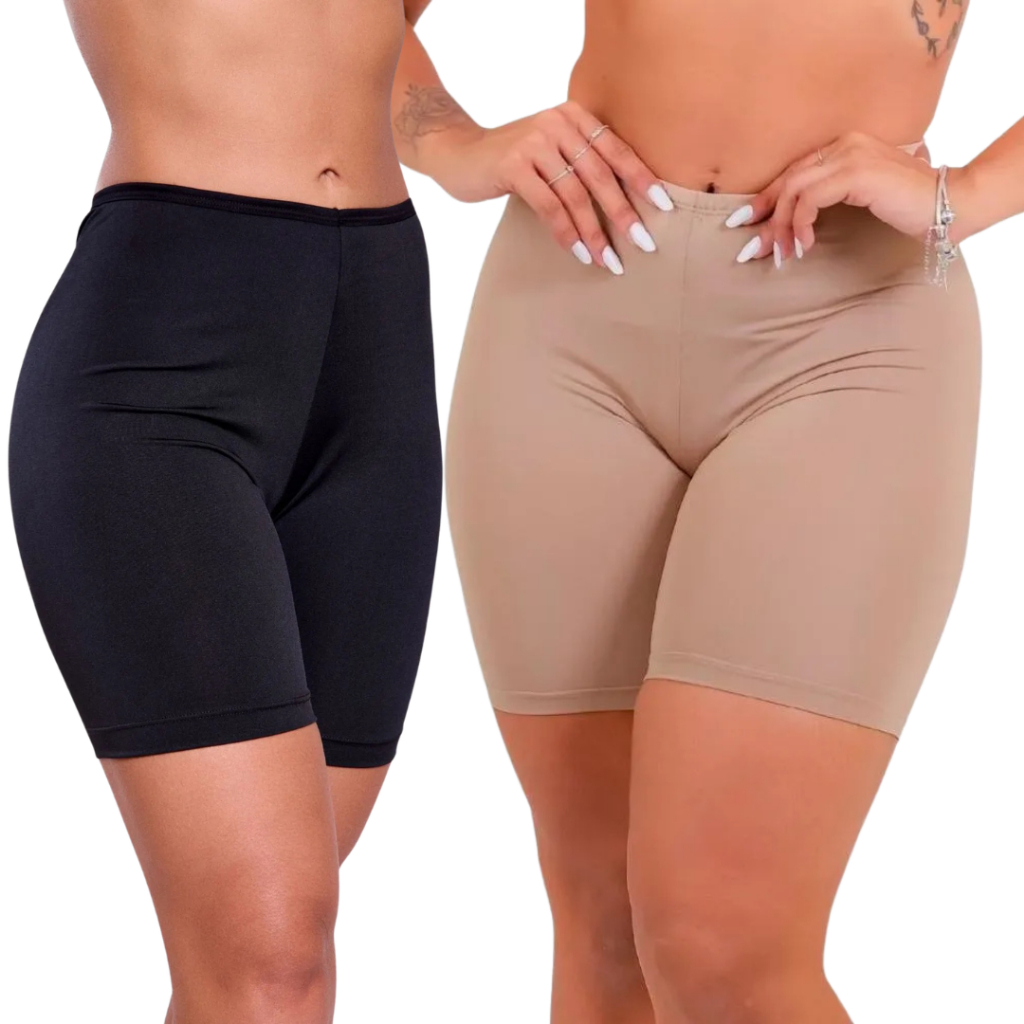 Kit 2 Short Segunda Pele Anágua Confortável Não Marca Usar Com Saia Vestido Calças e Shorts