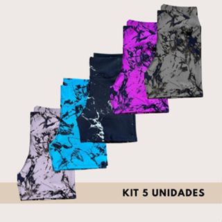 Kit 5 Shorts Fitness Marmorizado Feminino Cintura Alta Academia Premium Tendência em Oferta na Shopee