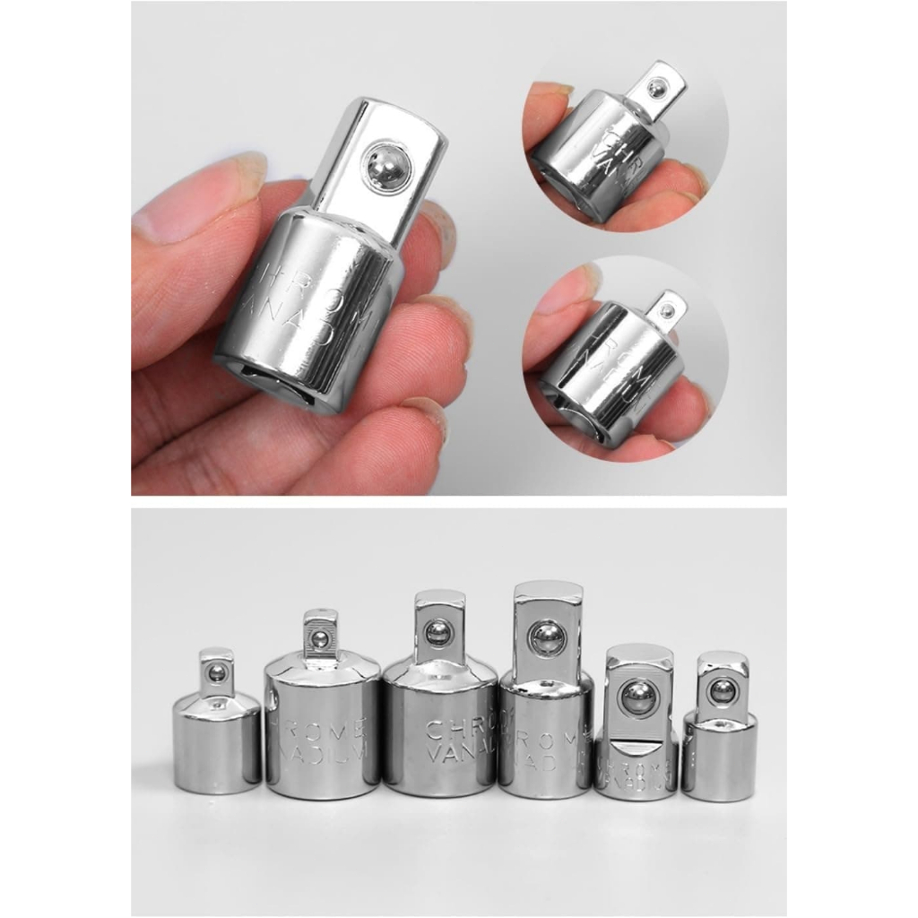 Conjunto 6 Adaptadores de Soquete 1/4"3/8"1/2"Macho e Fêmea Acessório, Mecânica e Manutenção