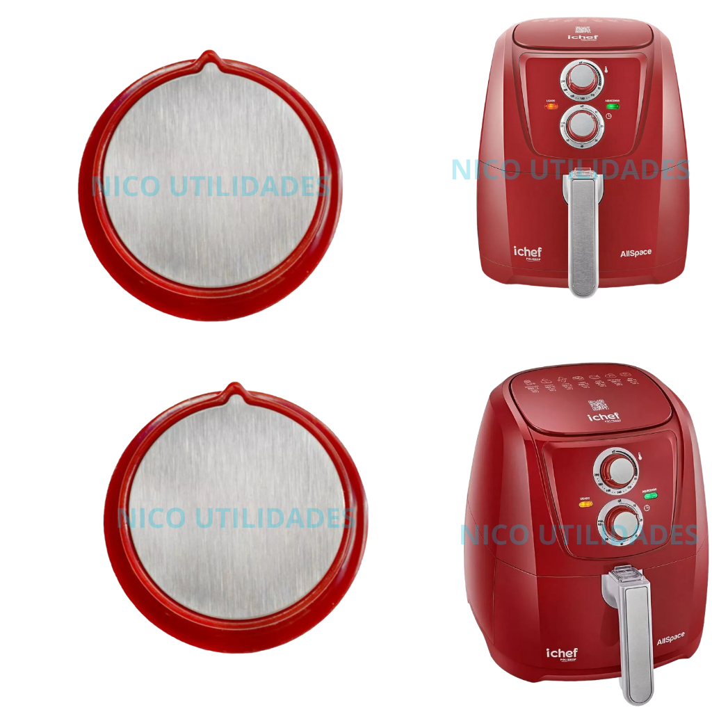 Kit 2 Botão Airfryer Polishop Allspace Ichef Vermelho Original