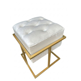 Puff Banqueta Decorativa quadrado 45cm Luxo Capitonê Base de Ferro 35x35 sala quarto penteadeira
