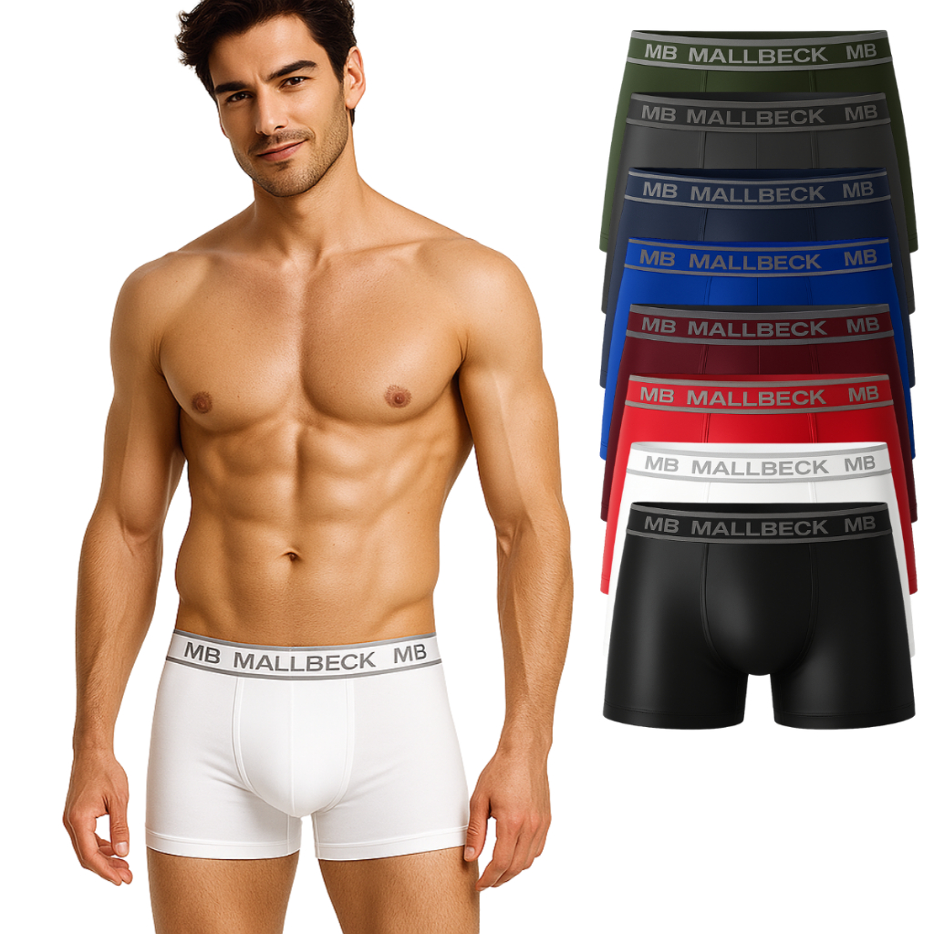 Kit 5 Cuecas Masculina Cueca Boxer Box Microfibra Lisa e Estampada Adulto Mallbeck em Oferta na Shopee