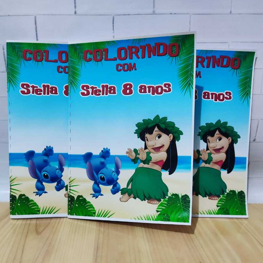 Revistinha de Colorir Personalizada Lilo e Stitch– Lembrancinha de Aniversário Infantil
