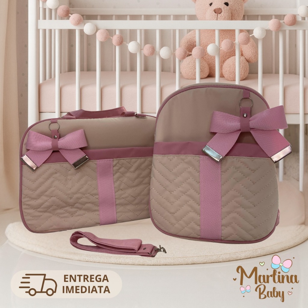 Kit Mala + Mochila Mochila Mutifucional  Viagens e Bebê Bolsa Menina\Menino Maternidade