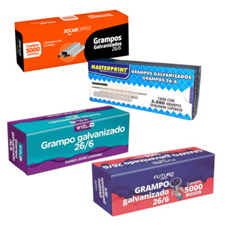 Grampo 26/6 Galvanizado 5000 Unidades Para Grampeador Jocar Leonora Onda Masterprint em Oferta na Shopee