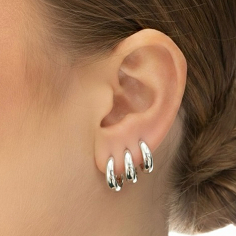 Brinco Feminino Trio Argola Prata 925 click Redonda- Mania De Madame Semijoias em Oferta na Shopee