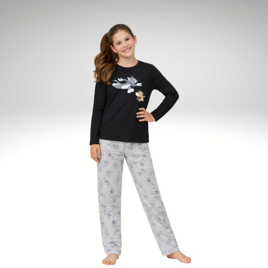 Pijama Infantil Menina Estampado Longo de Frio Roupa de Dormir Feminino Inverno Promoção