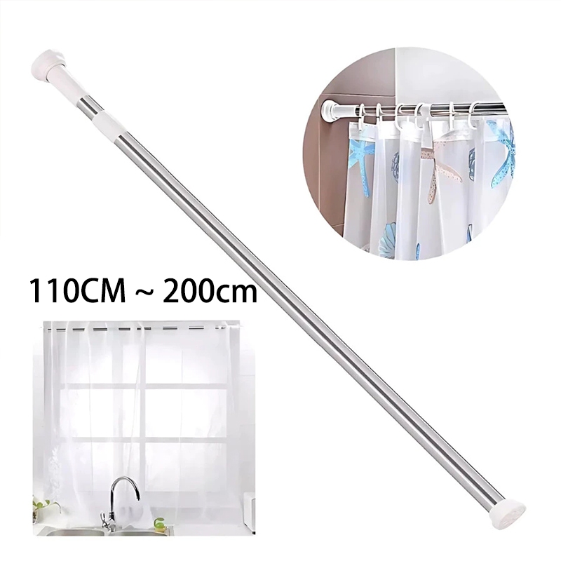 Varão Tubo Bastão Ajustável Barra Cortina Roupas Box Banheiro Extensível Divisória Lavanderia