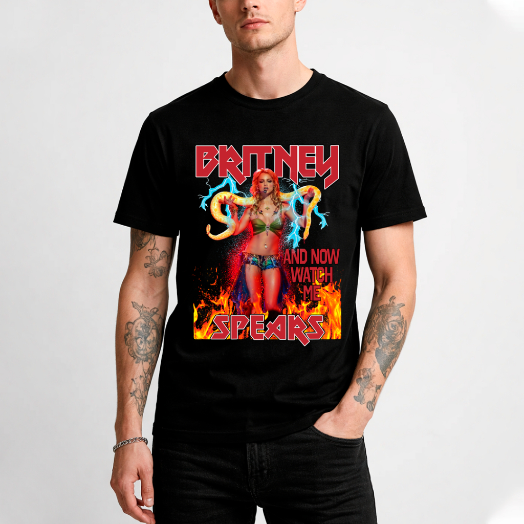 Camiseta Algodão Unissex Britney Spears And Now Watch Me Cobra Camisa Masculina Tshirt Feminina