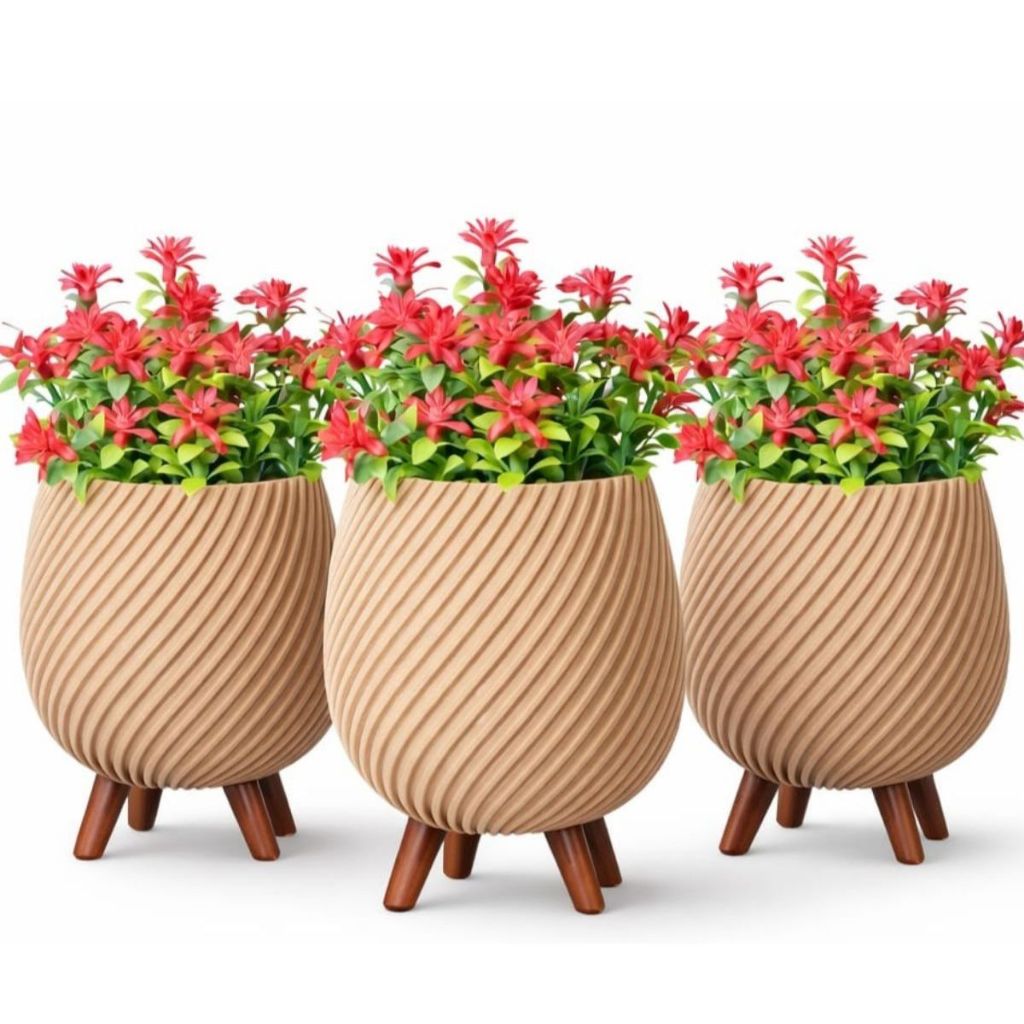 Kit 3 Vaso Decorativo Espiral Cachepô Minimalista Enfeite Decoração Casa Sala Rack Planta Artificial