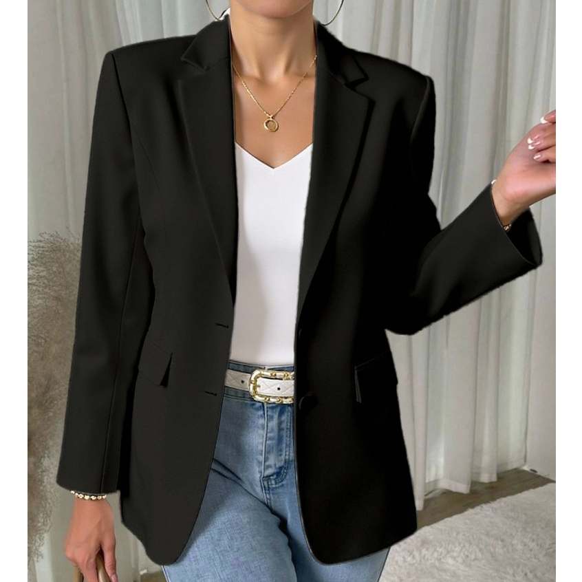 Beira Fashion Blazer Feminino  Com Forro 2 Botão Casaco Casual Elegante Social Coleção tecido ótima Nova importado Simpl
