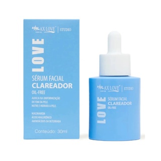 SERUM FACIAL CLAREADOR MAX LOVE 30ML OIL FREE AUXILIAR NA UNIFORMIZAÇÃO DO TOM DA PELE, NUTRE E HIDRATA A PELE
