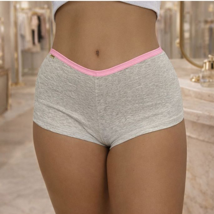 2 cueca box de algodão feminina - calcinha lingerie conforto short moda intima dia a dia tanga
