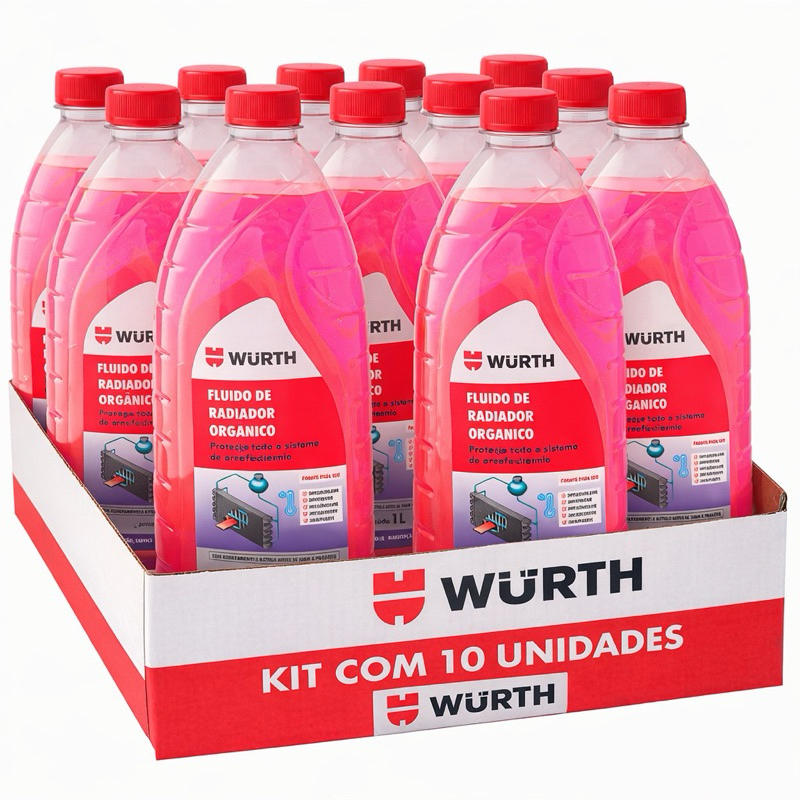 Kit 10x Aditivo de Arrefecimento Wurth Orgânico 1L – Pronto para Uso Promoção