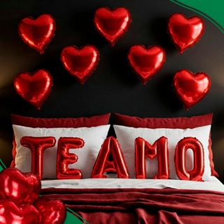 Kit Balão Letra Te Amo + Corações 45cm Vermelho Dia Dos Namorados, Casamento, Declaração surpresa em Oferta na Shopee