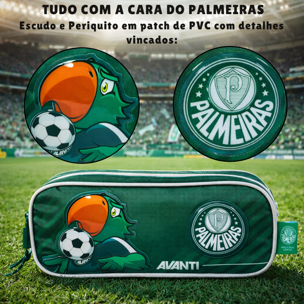 Estojo Escolar Duplo Palmeiras Com 2 Divisórias Organizador — imagem 2 de 2