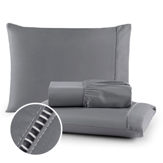 Kit Lençol Casal 03 Peças Jogo de Cama Com Elastico Fronhas em Ponto Palito 400 fios Toque Macio em Oferta na Shopee