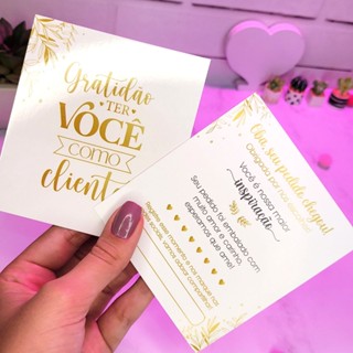 Cartão de agradecimento ao cliente ''Gratidão ter você como cliente'' -  50un - 9x10cm │ CA03 em Oferta na Shopee
