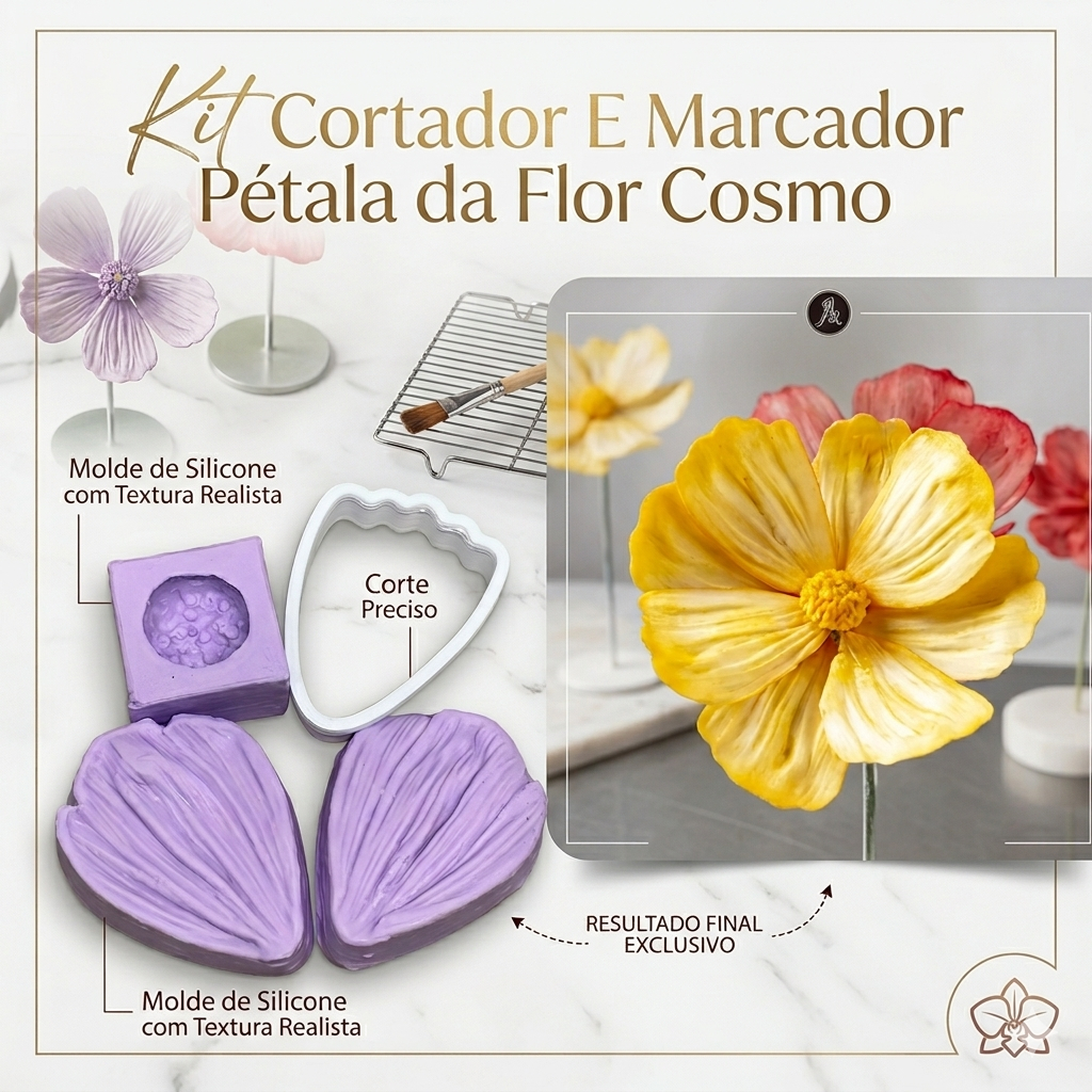 Kit Cortador e Frisado Pétala da Flor Cosmo