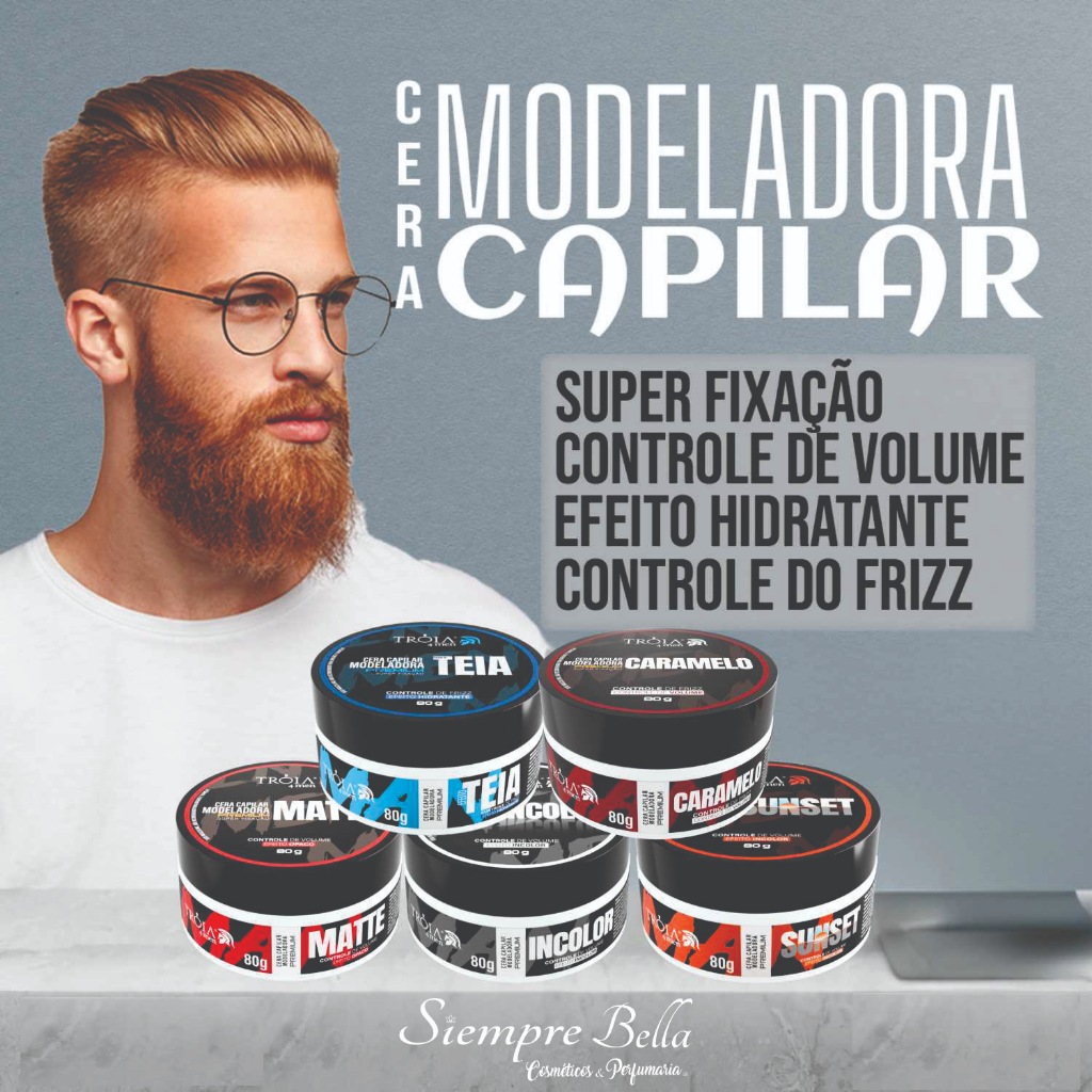 Pomada cera modeladora capilar Matte, Teia, sunset,  80g TRÓIA HAIR