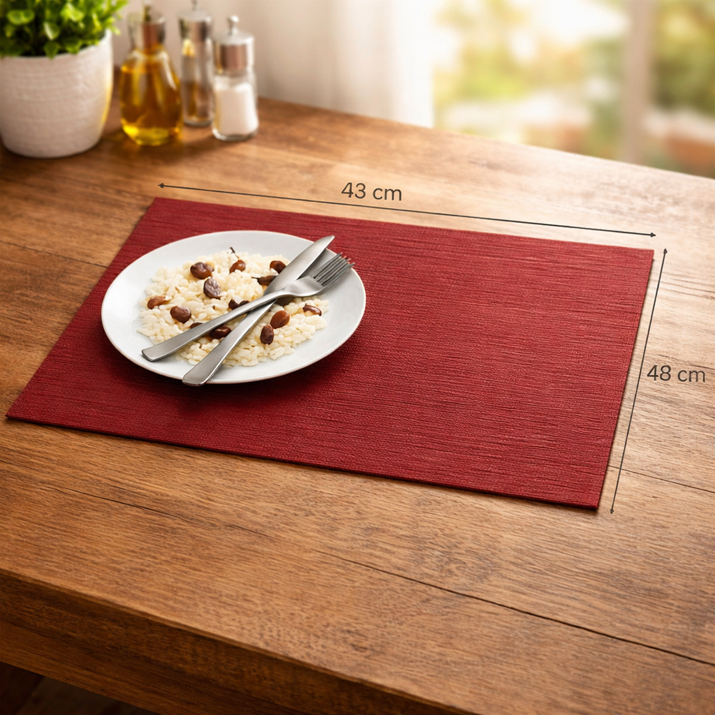 8 Jogo Americano Sousplat Retangular Cereja 46x32 cm + 8 Porta Copo - Jantar de Luxo